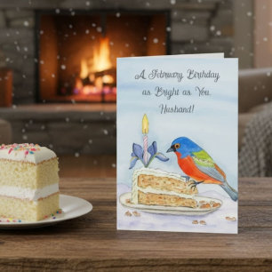 Husband Happy February Birthday Painted Bunt Card