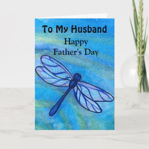 Husband Happys Day Blue Dragonfly Card