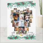 Husband Heart Photo Collage Holly and Mistletoe Card<br><div class="desc">Photo Christmas Card for your husband with love heart shaped photo collage which holds 24 of your favorite photos. The card is bordered with watercolor holly and mistletoe garlands and lettered with elegant handwritten script typography. The photo template is set up for you to add your pictures - add the...</div>