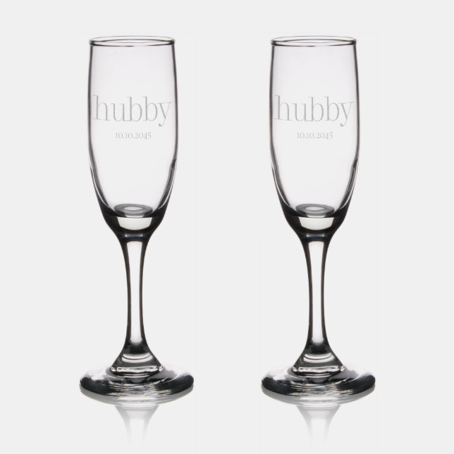 Husband Hubby Wedding Engagement Etched Glassware (Glassware)