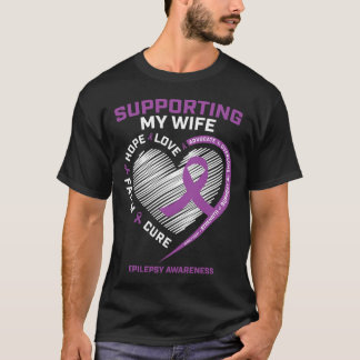 Husband I Wear Purple For My Wife Epilepsy Awarene T-Shirt
