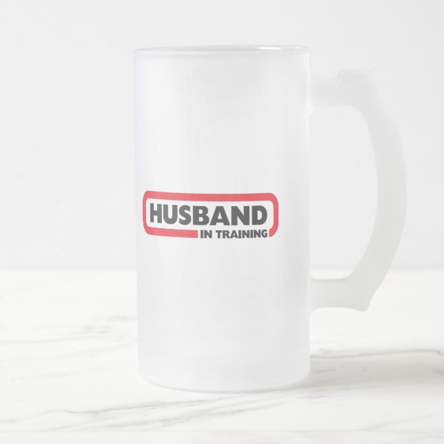 Husband in Training - Fun Valentine's Day Gift Frosted Glass Beer Mug (Right)