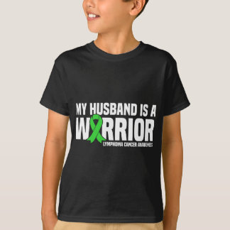 Husband is a Warrior Green Ribbon Lymphoma Cancer T-Shirt