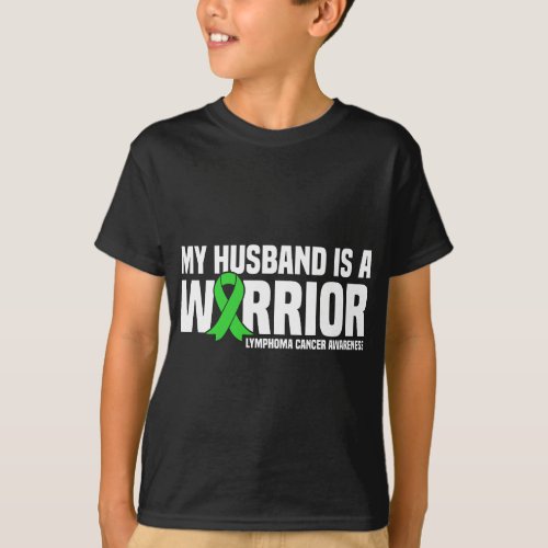 Husband is a Warrior Green Ribbon Lymphoma Cancer  T_Shirt
