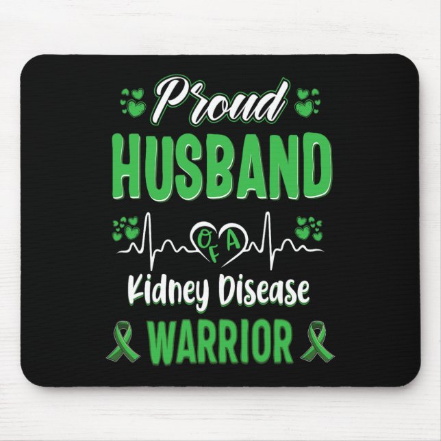 Husband Kidney Disease Warrior Awareness Ribbon Gr Mouse Pad (Front)