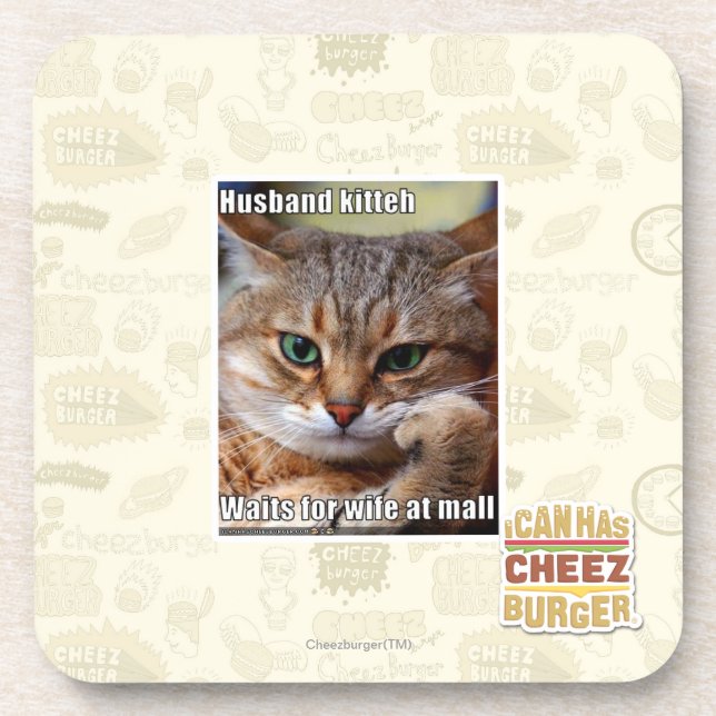 Husband Kitteh Beverage Coaster (Front)