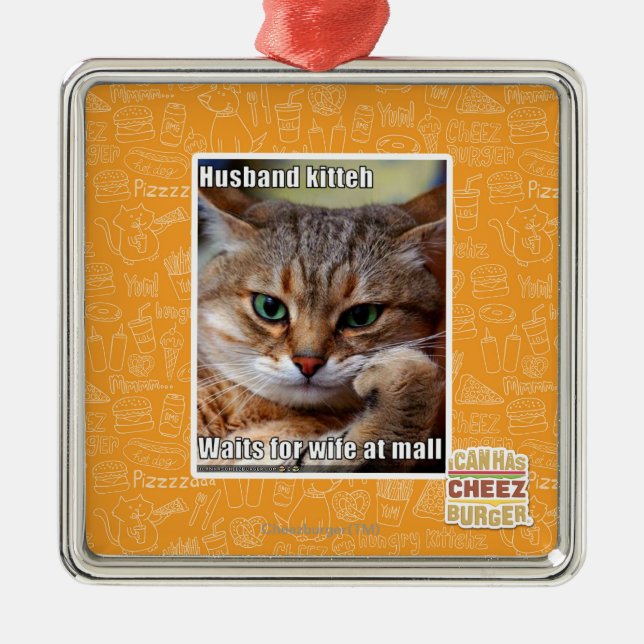 Husband Kitteh Metal Ornament (Front)