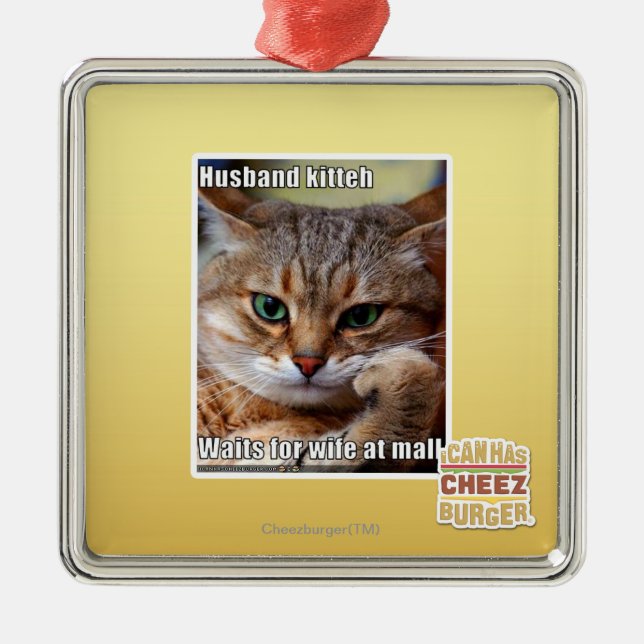 Husband Kitteh Metal Ornament (Front)