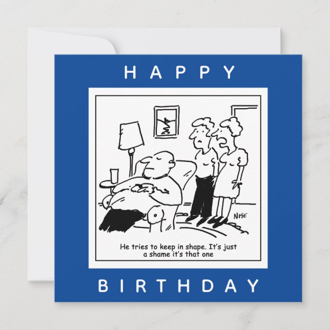 Husband likes to Keep in Shape Cartoon Card (Front)