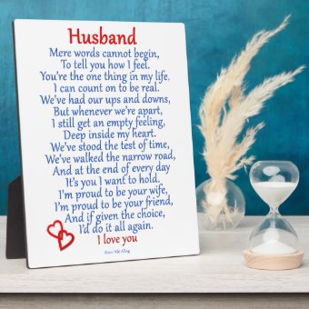 Husband Love Plaque | Zazzle