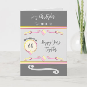 Husband love you diamond 60th anniversary grey card