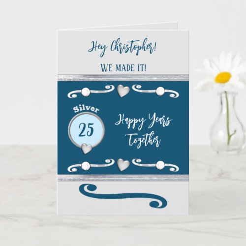 Husband love you silver 25th anniversary blue card