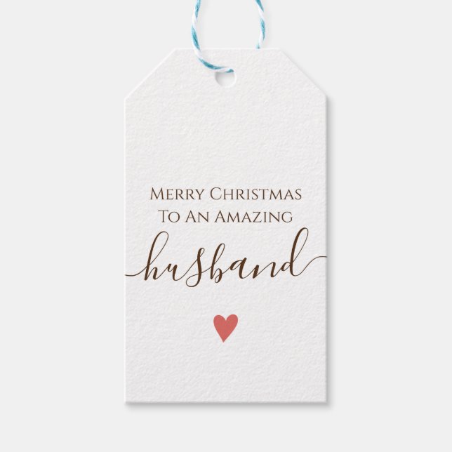 Husband Merry Chirstmas  Gift Tags (Front)