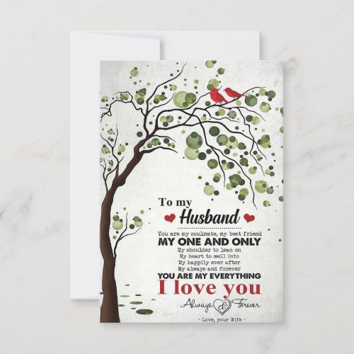 Husband My Husband My One And Only Thank You Card