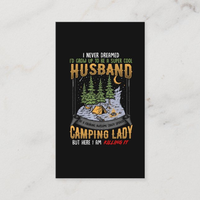 Husband of a Camping Lady Wife Dad Camper Business Card (Front)