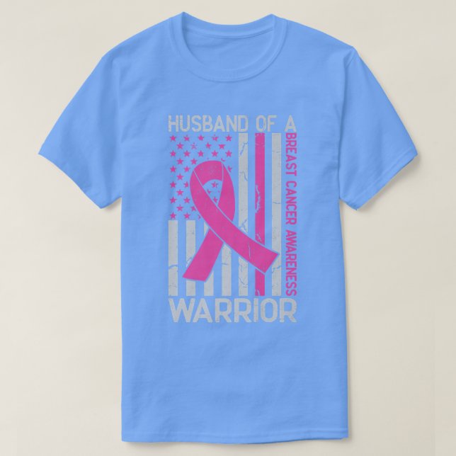 Husband Of A Warrior American Flag Breast Cancer A T-Shirt (Design Front)