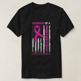 Husband Of A Warrior American Flag Breast Cancer T-Shirt