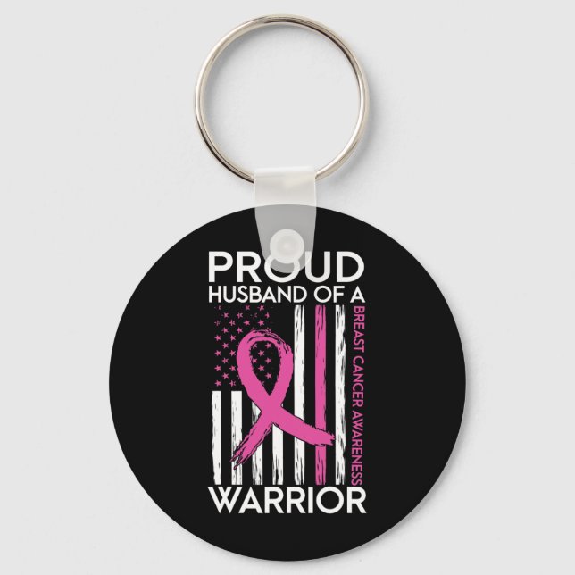 Husband Of A Warrior Breast Cancer Support Squad  Keychain (Front)