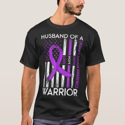 Husband Of A Warrior Crohns Disease Awareness Pur T_Shirt