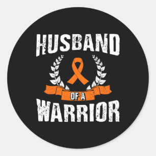Husband Of A Warrior Leukemia Awareness Classic Round Sticker