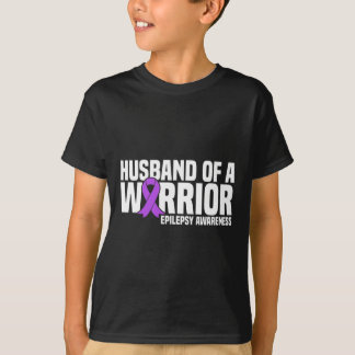 Husband of a Warrior Purple Ribbon Epilepsy Awaren T-Shirt