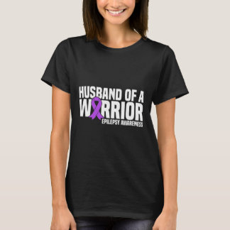 Husband of a Warrior Purple Ribbon Epilepsy Awaren T-Shirt
