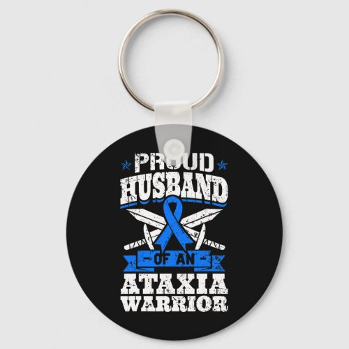 Husband Of An Ataxia Warrior Awareness Ribbon Dyst Keychain