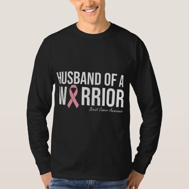 Husband of Breast Cancer Survivor Awareness Pink R T-Shirt (Front)