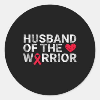 Husband Of The Heart Warrior Heart Disease Awarene Classic Round Sticker