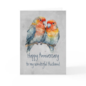 Husband Parrot  Love Bird Wedding Anniversary Card
