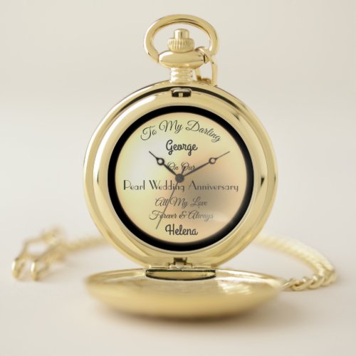 Husband Pearl Wedding Anniversary Pocket Watch