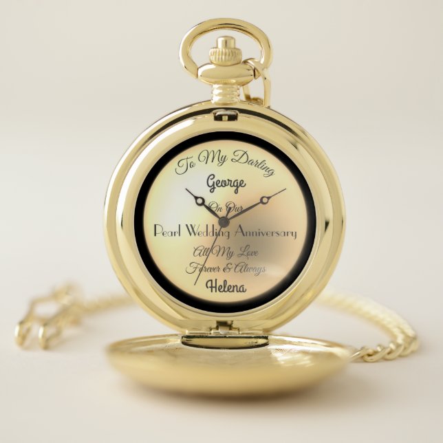 Husband Pearl Wedding Anniversary Pocket Watch (Inside)