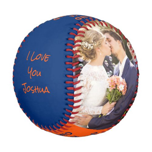 Husband Personalized Photos Blue Orange Baseball