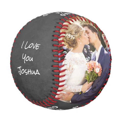 Husband Personalized Photos Distressed Grey Baseball