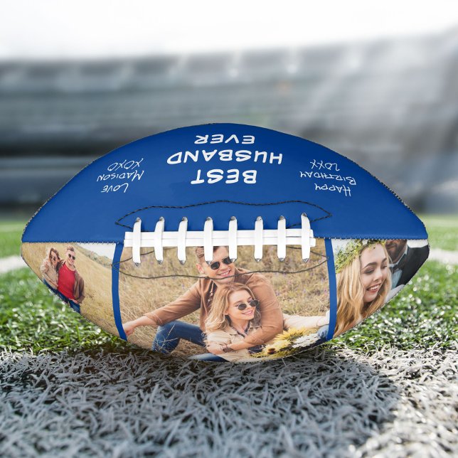 Husband Photo Personalized Blue Football (Creator Uploaded)