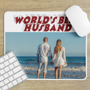 Husband Photo with burgundy text Mouse Pad