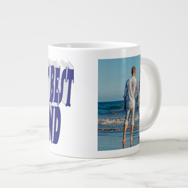 Husband Photo with dark blue text  Giant Coffee Mug (Front Right)