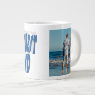Husband Photo with sea blue text Giant Coffee Mug
