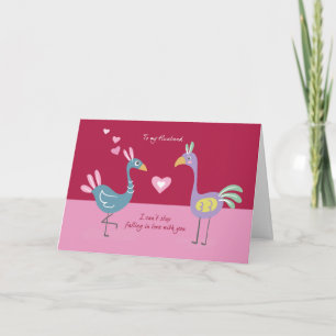 Husband Pink Valentine With Cute Whimsical Birds Card