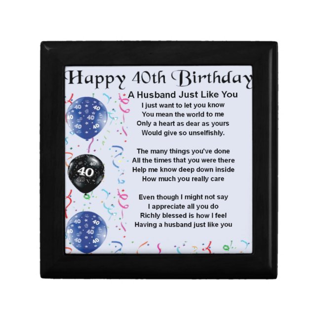 Husband Poem  -  40th Birthday Jewelry Box (Front)