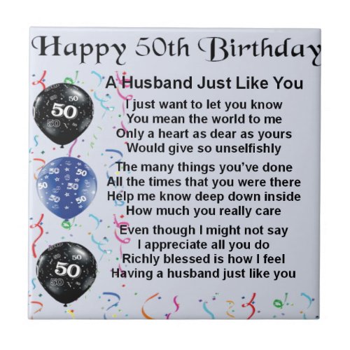 Husband Poem _ 50th Birthday Tile