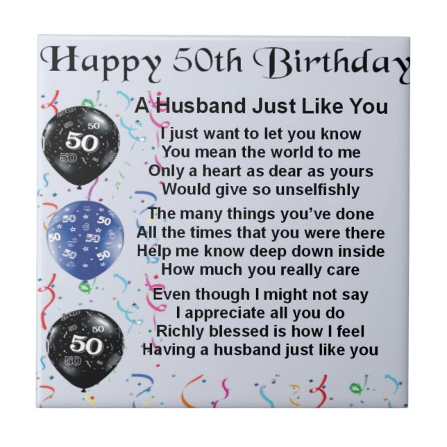 Husband Poem - 50th Birthday Tile (Front)
