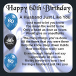 Husband Poem - 60th Birthday Square Sticker<br><div class="desc">A great gift for  a husband on his 60th birthday</div>