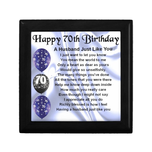 Husband Poem - 70th Birthday Gift Box (Front)
