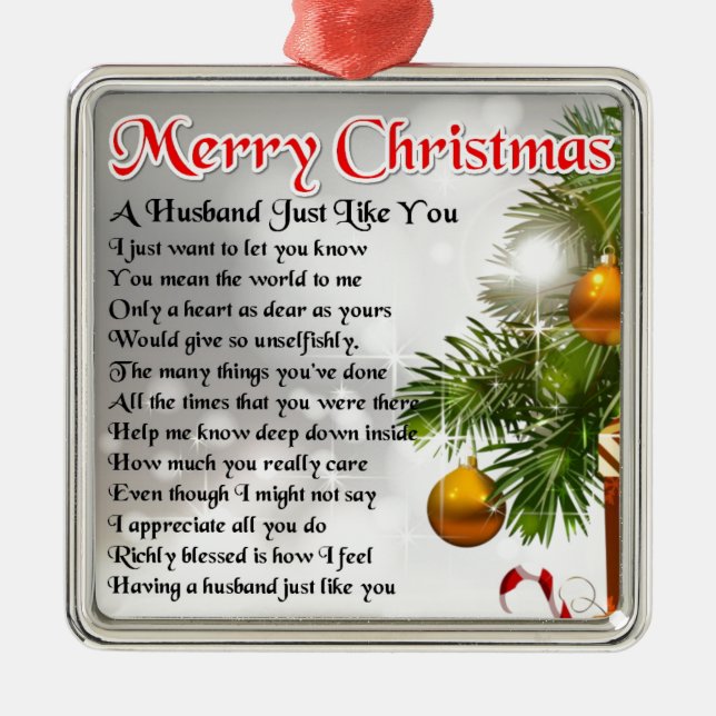 Husband Poem - Christmas Design Metal Ornament (Front)