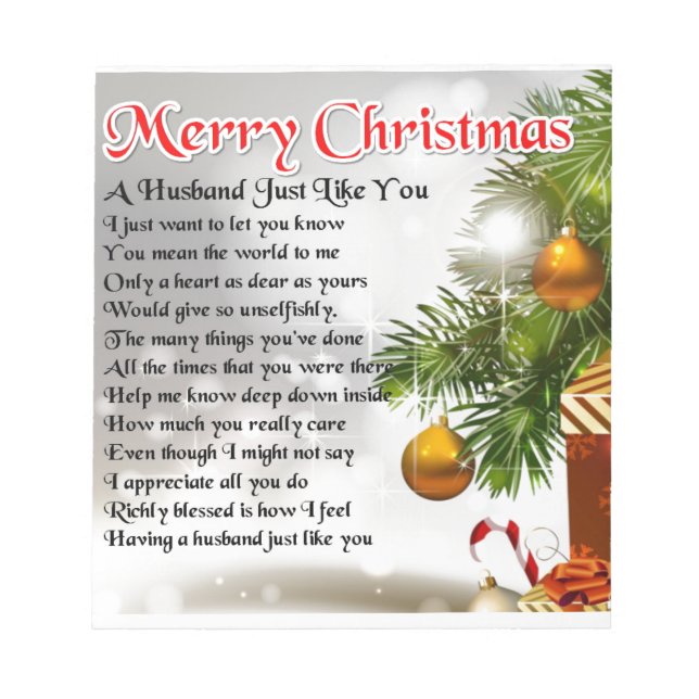 Husband Poem - Christmas Design Notepad (Front)