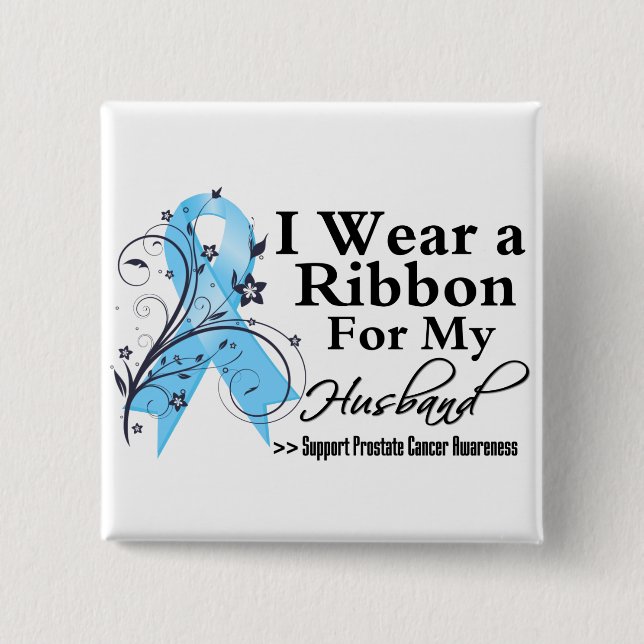 Husband Prostate Cancer Ribbon Button (Front)