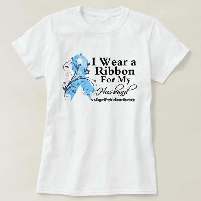 Husband Prostate Cancer Ribbon T-Shirt (Design Front)