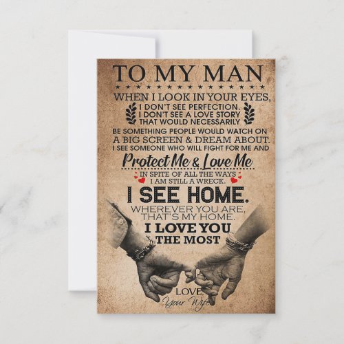 Husband Protect Me And Love Me Thank You Card