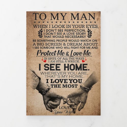 Husband Protect Me And Love Me Tri_Fold Holiday Card